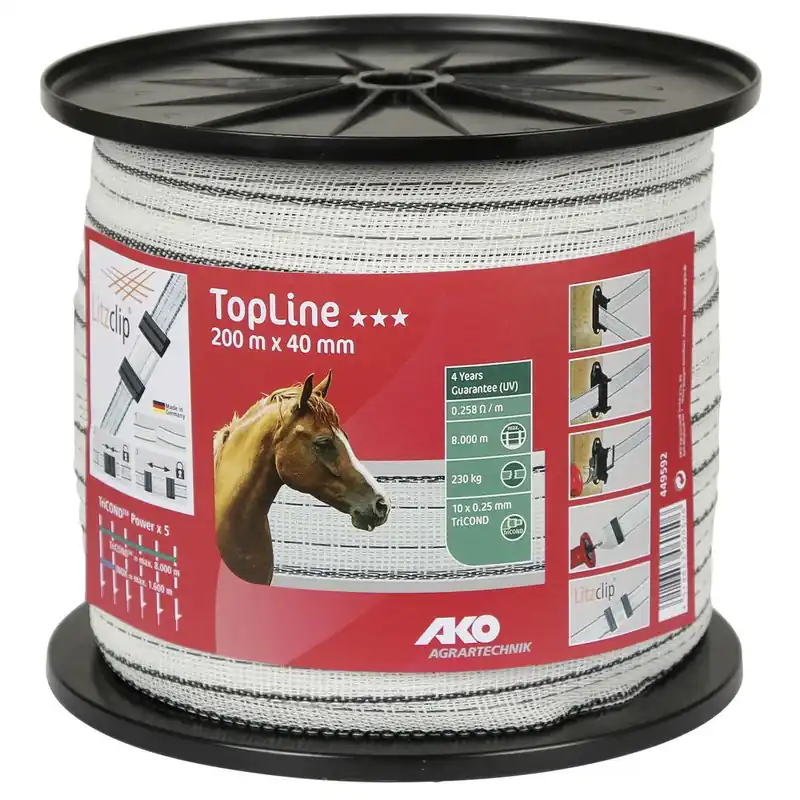 Kracherpreis Weidezaunband TopLine 200m x 40mm weiß/schwarz