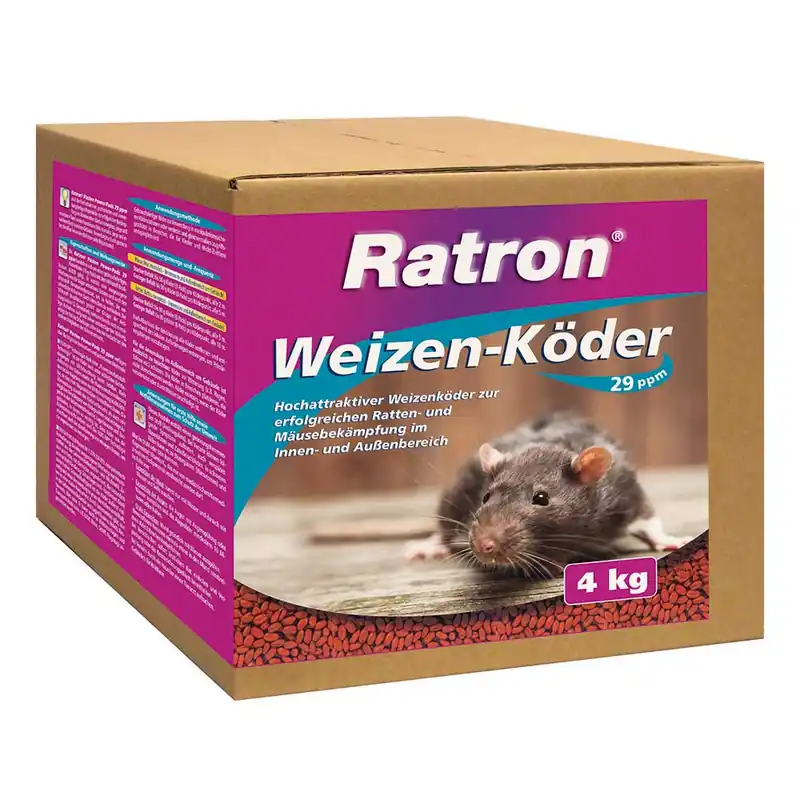 Ratron® Weizen-Köder 4kg 80x50g 29 ppm Rattengift / Mäusegift Sachkundenachweispflichtig Ausverkauf