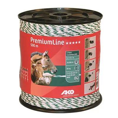 Markenprodukt Weidezaunlitze 500m PremiumLine AKO Agrartechnik