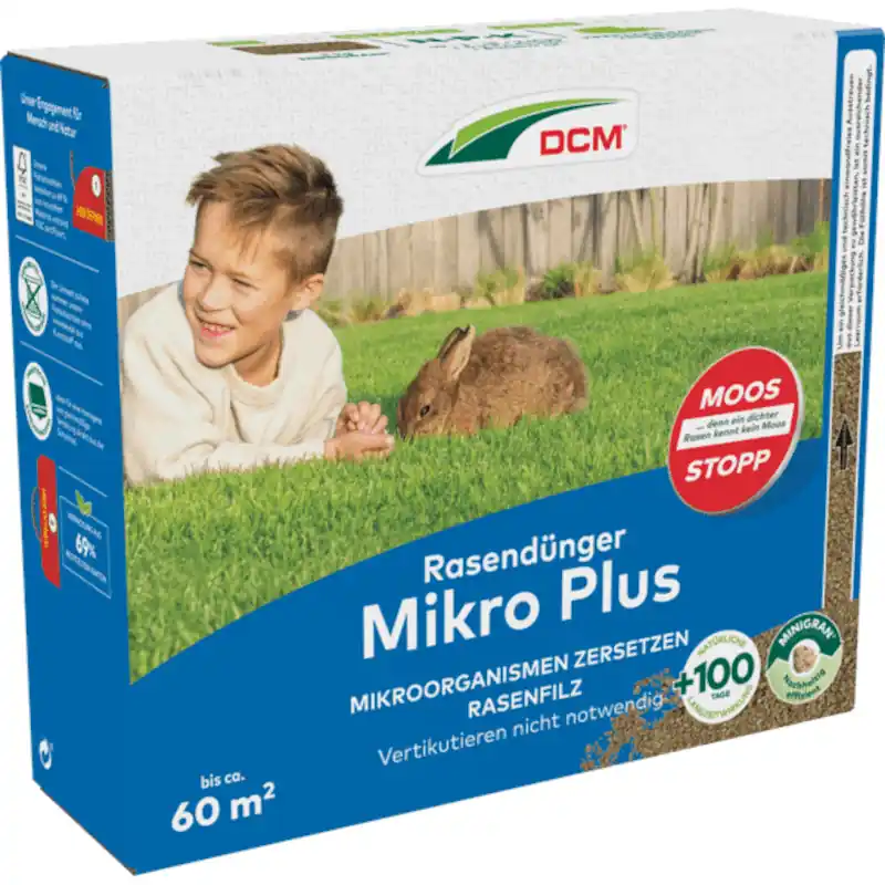 Geprüft Rasendünger Mikro Plus | 3 kg - ca. 60 m² | MOOS-STOPP | Cuxin DCM