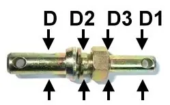 Müthing  Unterlenker-Stufenbolzen mit Gewinde Kat. 1/2 190 mm M 24 x 1,5 mm Neue Kollektion