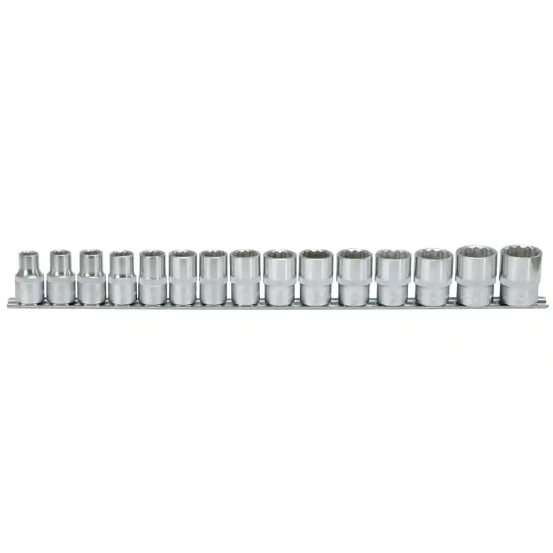 KS Tools  1/2" 12-kant-Stecknuss-Satz 15-teilig, auf Clipleiste 38 mm lang Sonderaktion