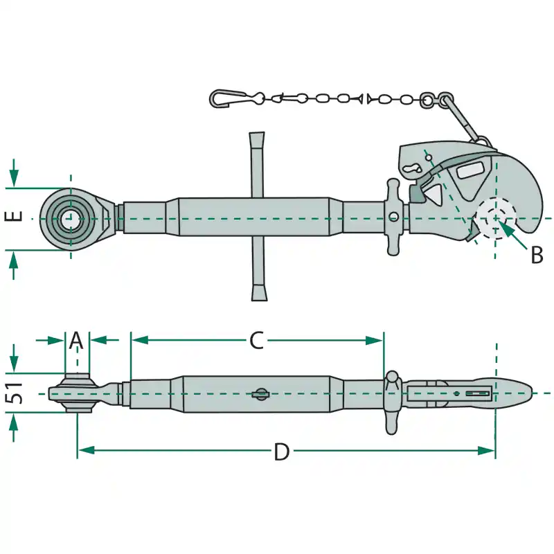 CBM  Mechanischer Oberlenker CBM 675-950mm Kat 2/3 M36x3 mit Fanghaken Preiswert