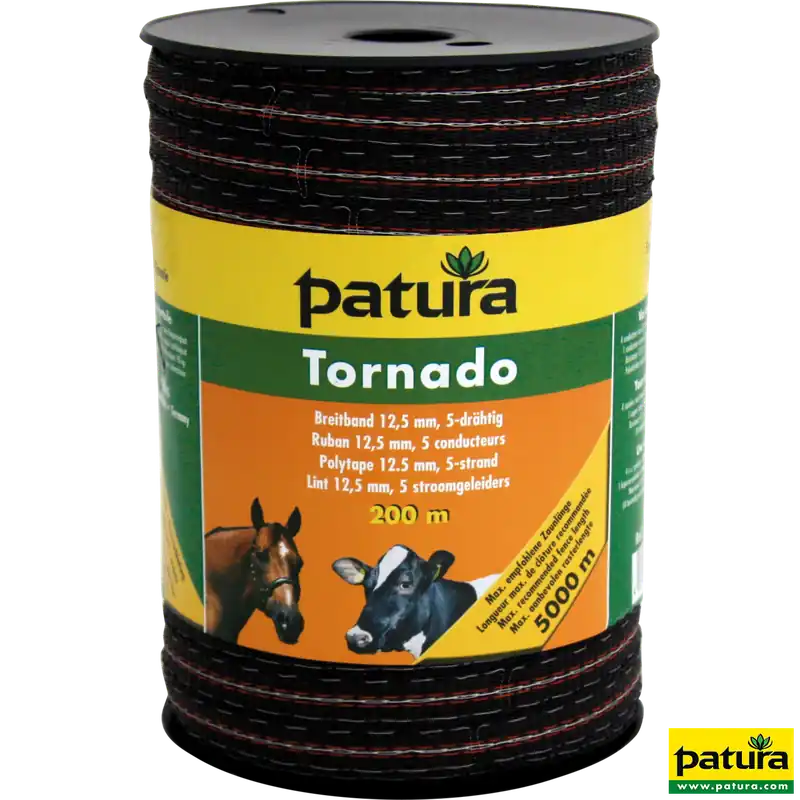 Patura Tornado Breitband 12,5 mm 200 m Rolle, braun-orange Markenware