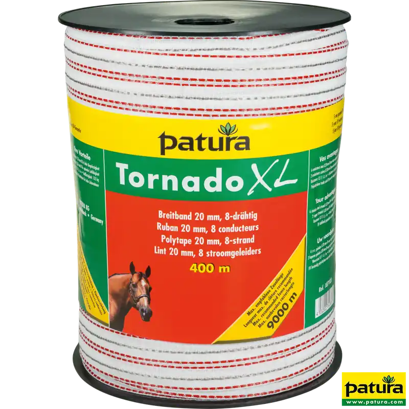 Patura Tornado XL Breitband 20 mm 400 m Rolle, weiß-rot Top-Seller