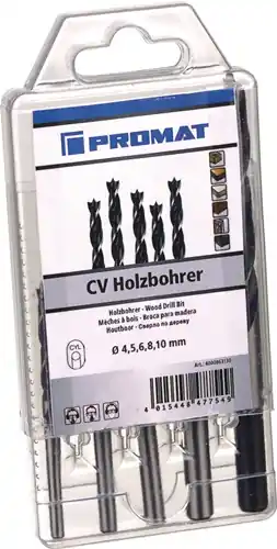 Neu PROMAT Holzspiralbohrersatz Durchmesser 3, 4, 5, 6, 7, 8, 9,10 mm Ø 3. 4. 5. 6. 7. 8. 9.10 mm 5 teilig