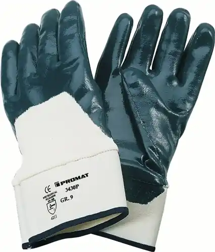 Aktuell PROMAT Handschuhe Größe 9 blau Sicherheitsstulpe. teilbeschichtet Nitrilteilbeschichtung