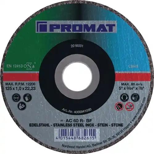 PROMAT Trennscheibe D115x1mm gerade INOX / Stahl / Stein 115 mm Preis Gesenkt