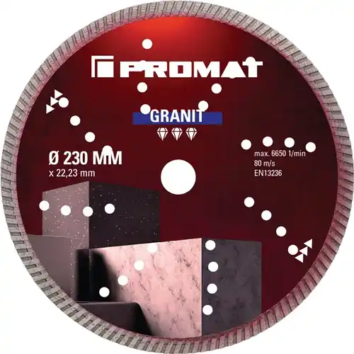 Beliebt PROMAT Diamanttrennscheibe Durchmesser 230 mm Bohrung 22,23 mm Trennjäger. Baustellensäge (Nicht verfügbar) 22.23 mm