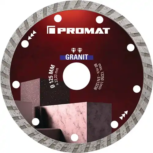 Beliebt PROMAT Diamanttrennscheibe Durchmesser 125 mm Bohrung 22,23 mm Winkelschleifer 12250 min-¹