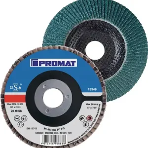 Preis Gesenkt PROMAT Fächerscheibe Durchmesser 180 mm Körnung 60 konisch 40 8500 min-¹