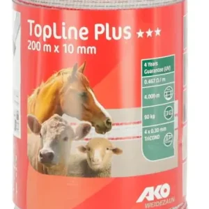 Abverkauf Weidezaunband TopLine Plus, 200 Meter x 10 mm Breite, rot-weiß
