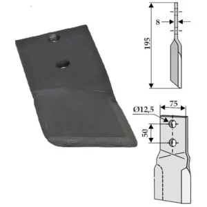 Echt Industriehof® Schlegelmesser links/rechts 195 x 75 x 8 mm, für Mulcher Perfect