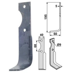 Industriehof® Fräsmesser links/rechts 195 x 40 x 5 mm, Bohrung 9 mm, für Benassi Geprüft