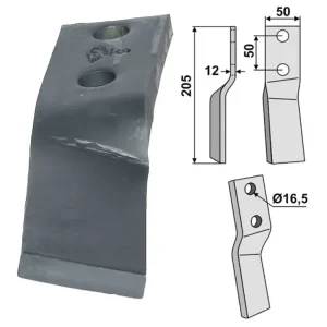 Industriehof® Rotorzinken links/rechts 205 x 50 x 12 mm, Bohrung 16,5 mm für Howard Wochenendangebot