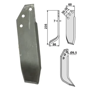 Top-Preis Industriehof® Fräsmesser links/rechts 235 x 60 x 7 mm, Bohrung 8,5 mm, für Kuhn