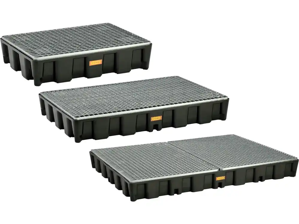 Rabatt Cemo Auffangwanne "HD" aus HDPE (High Density Polyethylen) schwarz mit verzinktem Stahlgitterrost