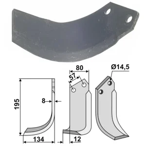 Industriehof® Fräsmesser links/rechts 195 x 80 x 8 mm, Bohrung 14,5 mm, für Celli Neue Kollektion