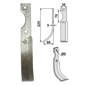 Preiswert Industriehof® Fräsmesser links/rechts 225 x 30 x 5 mm, Bohrung 9 mm, für Honda