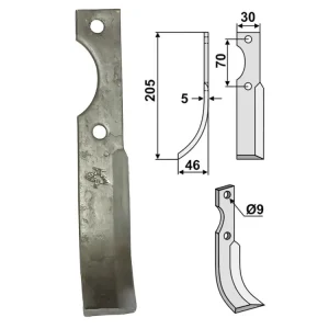 Geprüft Industriehof® Fräsmesser links/rechts 205 x 30 x 5 mm, Bohrung 9 mm, für Honda
