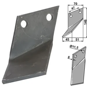 Industriehof® Rotorzinken links/rechts 146 x 70 x 6 mm, Bohrung 11,5 mm für Rota Dairon Garantierte Lieferung
