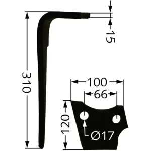 Kreiseleggenzinken "KG-30" 100 x 310 x 15 mm, Bohrung 17 mm, für Kreiselegge Emy-Elenfer, Rabe, Sauerburger Garantierte Lieferung