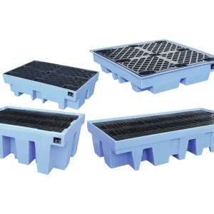 Preisknaller BAUER® SÜDLOHN Auffangwanne "WP-PE" mit Lochrost, für 200 l-Fässer und IBC-Container, PE (Polyethylen), blau