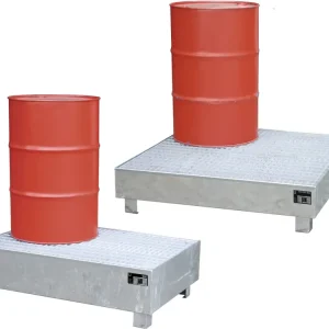 Kracherpreis BAUER® SÜDLOHN Auffangwanne "WM" für 200 l-Fässer, feuerverzinkt, mit Gitterrost