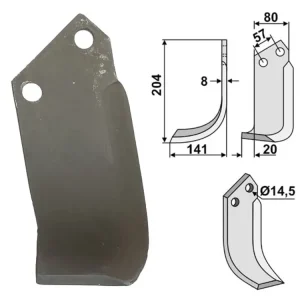 Industriehof® Fräsmesser links/rechts 204 x 80 x 8 mm, Bohrung 14,5 mm, für Pegoraro Top-Preis