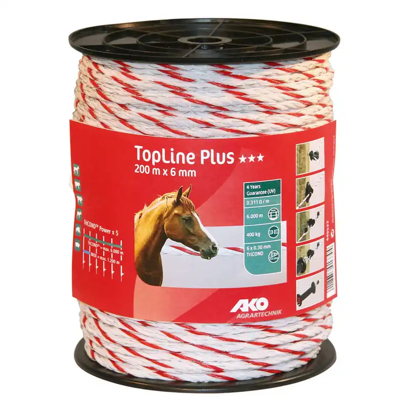 AKO Weidezaunseil TopLine weiß/rot, 6 mm / 200 m Solange Der Vorrat Reicht