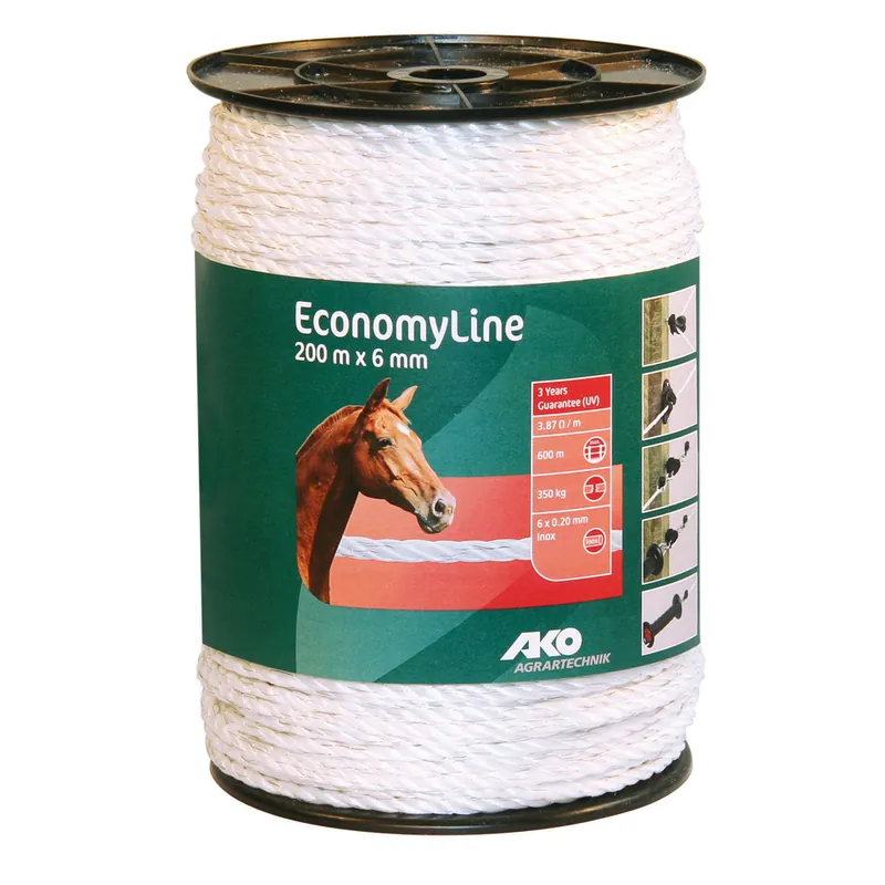 Bestseller AKO Weidezaunseil Economy weiß, 6 mm / 200 m