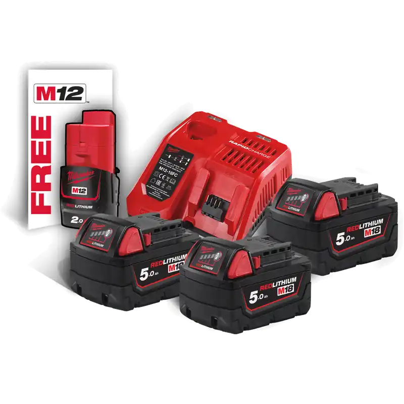 Sichere Zahlung Milwaukee Akku-Starterset M18 3x18 V/5,0 Ah+1x12 V/2,0 Ah