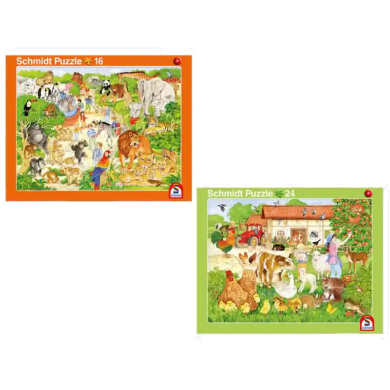 Rahmenpuzzle - Zoo und Bauernhof - 2er Set Nur Für Kurze Zeit