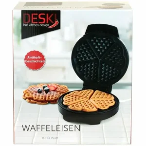 Begrenztes Angebot DESKI Waffeleisen Edelstahl 1000W Antihaftbeschichtet Waffelautomat Herzchenform