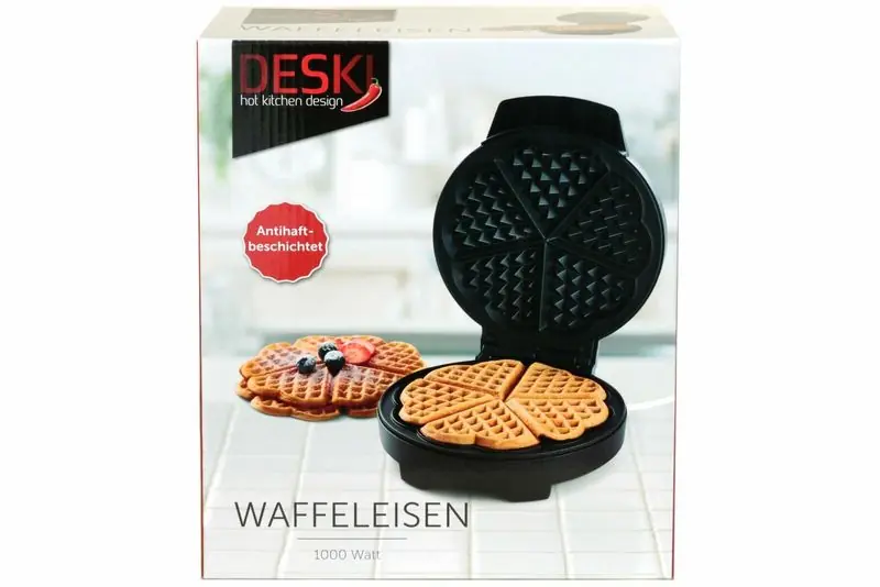 Begrenztes Angebot DESKI Waffeleisen Edelstahl 1000W Antihaftbeschichtet Waffelautomat Herzchenform