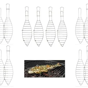 Fischbräter Fischgitter Fischgriller Grillguthalter für Fisch Edelstahl 4er Set Top-Preis