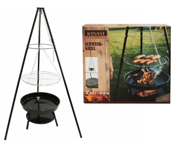 Top-Seller Schwenkgrill Feuerschale Dreibein höhenverstellbar Grill Black 52,5cm rund