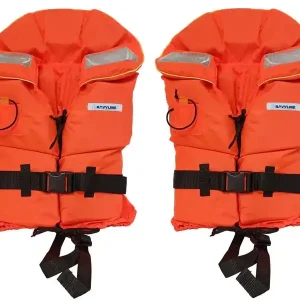 Garantierte Lieferung 2 x Navyline Rettungsweste 100N Orange Kragen Pipe Reflex Schrittgurt div. Gr.