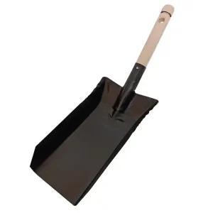 Geprüft Kaminschaufel Schmal Schwarz Metall Holzgriff Kohleschaufel Stahlblechschaufel