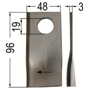 Klinge gedreht re. 96 x 48, Ø = 19 mm Sonderaktion