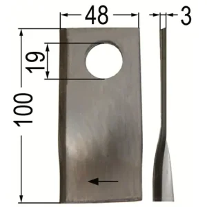 Klinge gedreht li. 100 x 48 x 3, Ø = 19 mm Sonderangebot