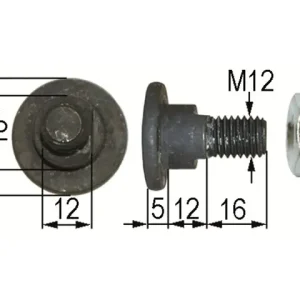 Markenprodukt Klingenschraube M12, Dm = 30/18, H = 29 mm