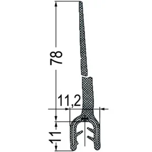 Abdichtprofil mit Fahne 78 mm 2-4 mm Klemmbereich Zertifiziert