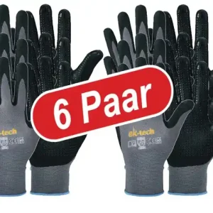 (6 Paar) Handschuh Gr.9 Strick Nitril/PU Mega-Angebot