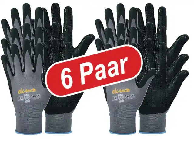 (6 Paar) Handschuh Gr.7 Strick Nitril/PU Solange Der Vorrat Reicht