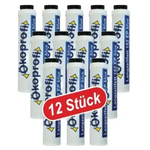 Neue Ware (12 Stk.) Langzeitfett 152 EP blue Shuttle- Patrone 400 g Gewinde ca. 33mm