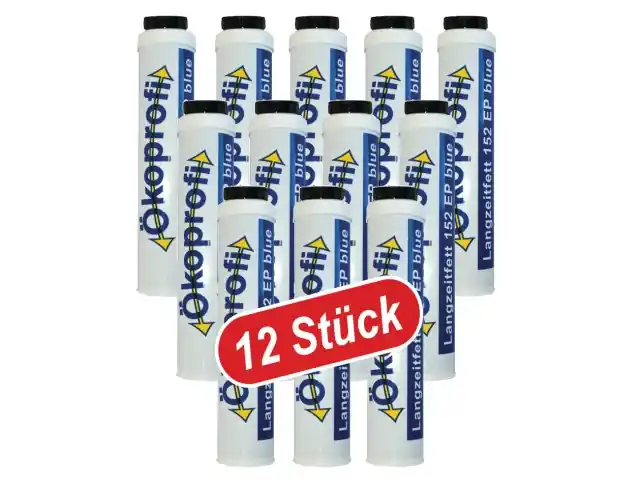 Neue Ware (12 Stk.) Langzeitfett 152 EP blue Shuttle- Patrone 400 g Gewinde ca. 33mm