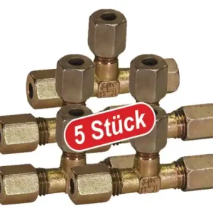 (5 Stk) T-Verschraubung M18 x 1,5 zu 12 mm Rohr Preisknaller