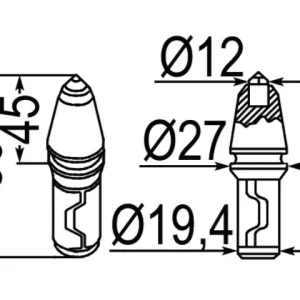 Rundschaftmeißel für Grabenfräsen mit Hartmetalleinsatz Nur Für Kurze Zeit
