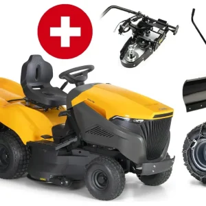 Top-Angebot Stiga Rasentraktor Estate 798 Winterpaket mit 120 cm Schneeschild, PTO-Kit und Schneeketten
